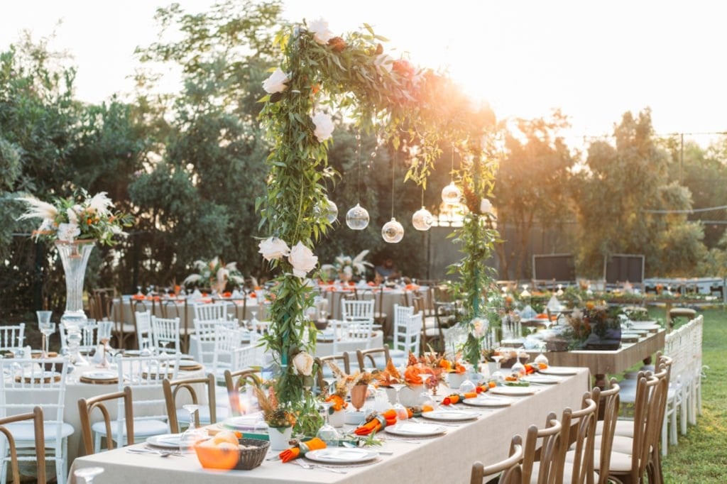 Mesas para banquete decoradas